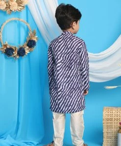 Vastramay Laheriya Pattern Pink And Blue Cotton Blend Siblings Set