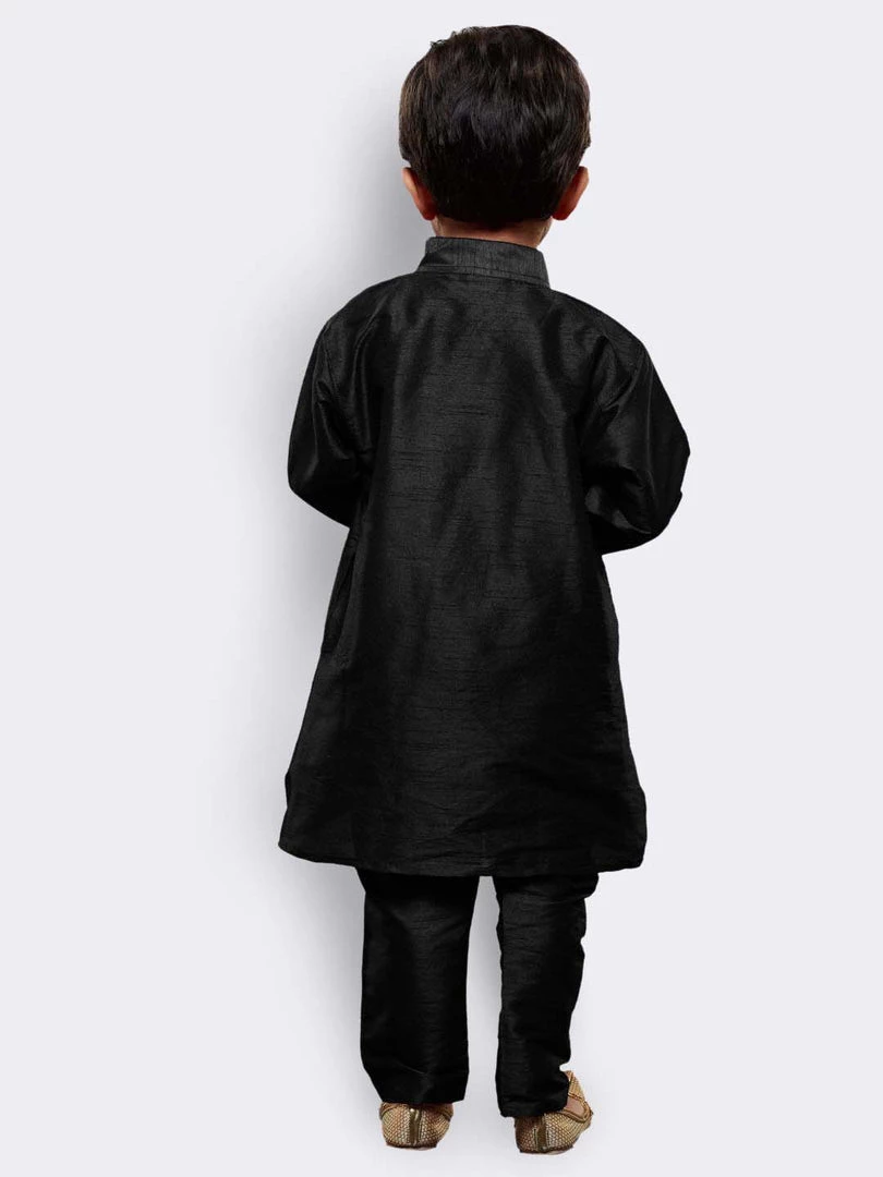 JBN Creation Boys' Black Cotton Silk Kurta And Pyjama Set 7 JBN Creation Boys' Black Cotton Silk Kurta And Pyjama Set