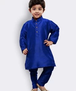 Vastramay Silk Blend Blue Baap Beta Kurta Pyjama Set 13 Vastramay Silk Blend Blue Baap Beta Kurta Pyjama Set