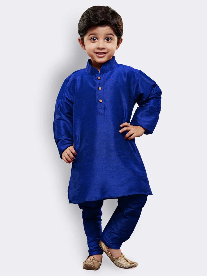 Vastramay Silk Blend Blue Baap Beta Kurta Pyjama Set 5 Vastramay Silk Blend Blue Baap Beta Kurta Pyjama Set