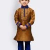 JBN Creation Boys' Brown Cotton Silk Kurta And Pyjama Set