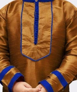 JBN Creation Boys' Brown Cotton Silk Kurta And Pyjama Set 10 JBN Creation Boys' Brown Cotton Silk Kurta And Pyjama Set