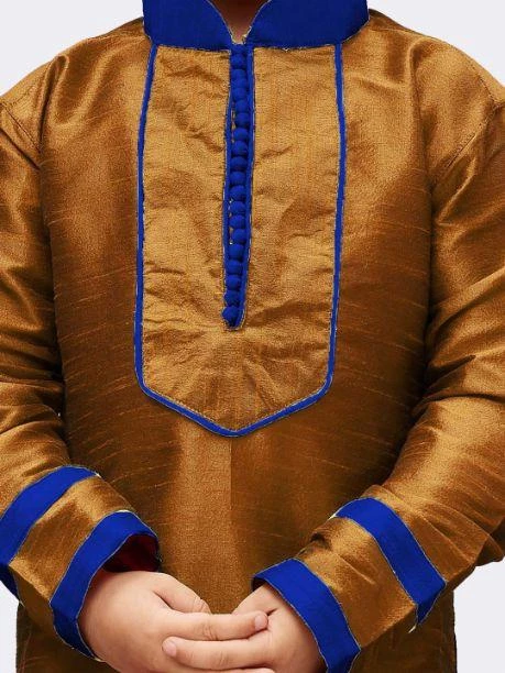 JBN Creation Boys' Brown Cotton Silk Kurta And Pyjama Set 5 JBN Creation Boys' Brown Cotton Silk Kurta And Pyjama Set