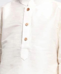 JBN Creation Boys' Cream Cotton Silk Blend Kurta And Pyjama Set