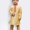 JBN Creation Boys' Gold Cotton Silk Kurta And Pyjama Set Buy 1 Get 1