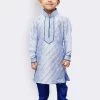 JBN Creation Boys' Lavender Cotton Silk Kurta And Pyjama Set