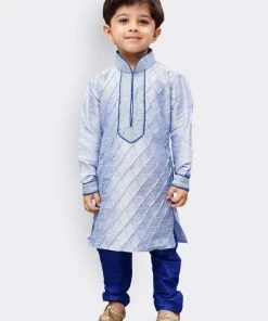 JBN Creation Boys' Lavender Cotton Silk Kurta And Pyjama Set