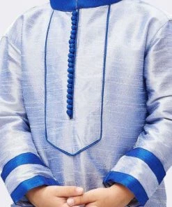 JBN Creation Boys' Light Blue Cotton Silk Kurta And Pyjama Set
