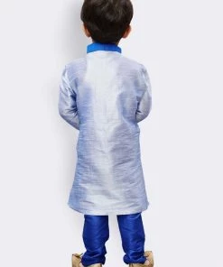 JBN Creation Boys' Light Blue Cotton Silk Kurta And Pyjama Set