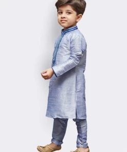 JBN Creation Boys' Lavender Cotton Silk Kurta And Pyjama Set