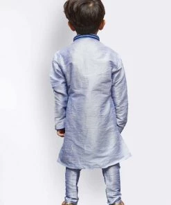 JBN Creation Boys' Lavender Cotton Silk Kurta And Pyjama Set