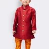 JBN Creation Buy 1 Get 1 Boys' Maroon Silk Blend Sherwani