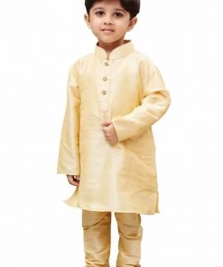 JBN Creation Vastramay Boys Gold Regular Kurta With Pyjamas & With Dupatta