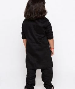 JBN Creation Buy 1 Get 1 Vastramay Black Solid Kurta With Pyjamas