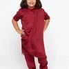 JBN Creation Boys' Maroon Cotton Kurta And Pyjama Set