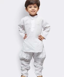 JBN Creation Buy 1 Get 1 Boys' White Linen Kurta And Pyjama Set