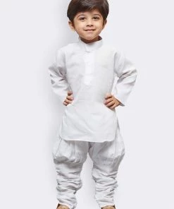 JBN Creation Buy 1 Get 1 Boys' White Linen Kurta And Pyjama Set