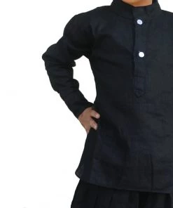 JBN Creation Boys' Black Cotton Kurta And Pyjama Set