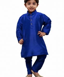 JBN Creation Vastramay Boys Blue Solid Kurta With Churidar