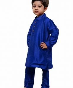 JBN Creation Vastramay Boys Blue Solid Kurta With Churidar