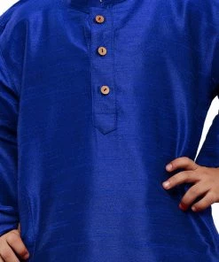 JBN Creation Vastramay Boys Blue Solid Kurta With Churidar