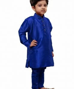 JBN Creation Vastramay Boys Blue Solid Kurta With Churidar