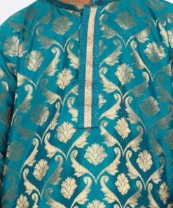 JBN Creation Boys' Green Cotton Silk Kurta And Pyjama Set Buy 1 Get 1