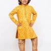 JBN Creation Buy 1 Get 1 Boys' Yellow Cotton Silk Kurta And Pyjama Set