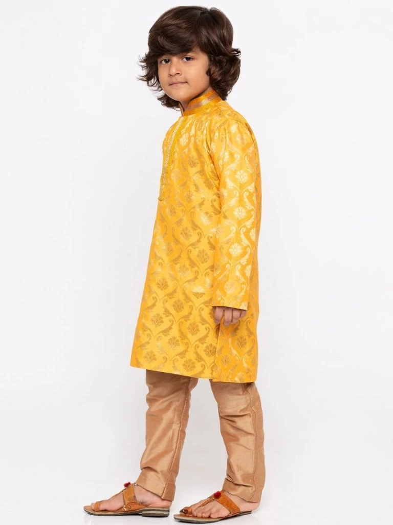 JBN Creation Buy 1 Get 1 Boys' Yellow Cotton Silk Kurta And Pyjama Set 4 JBN Creation Buy 1 Get 1 Boys' Yellow Cotton Silk Kurta And Pyjama Set