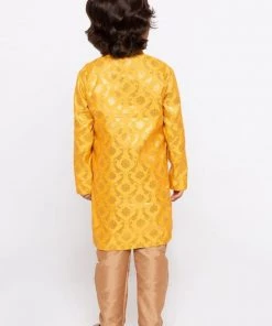 JBN Creation Buy 1 Get 1 Boys' Yellow Cotton Silk Kurta And Pyjama Set 11 JBN Creation Buy 1 Get 1 Boys' Yellow Cotton Silk Kurta And Pyjama Set