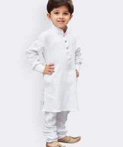 Vastramay Cotton White Baap Beta Kurta Pyjama Set