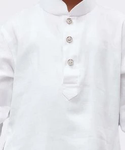 JBN Creation Boys' White Cotton Kurta And Pyjama Set