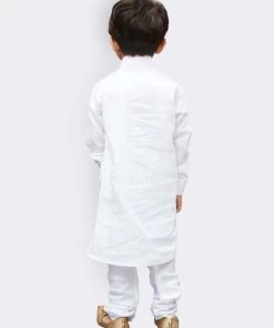 JBN Creation Boys' White Cotton Kurta And Pyjama Set