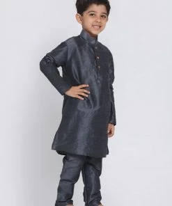 JBN Creation Boys' Grey Cotton Silk Blend Kurta And Pyjama Set 12 JBN Creation Boys' Grey Cotton Silk Blend Kurta And Pyjama Set