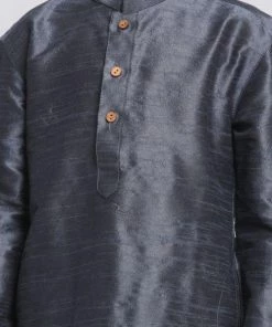 JBN Creation Boys' Grey Cotton Silk Blend Kurta And Pyjama Set 13 JBN Creation Boys' Grey Cotton Silk Blend Kurta And Pyjama Set