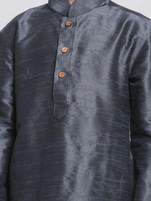 JBN Creation Boys' Grey Cotton Silk Blend Kurta And Pyjama Set 6 JBN Creation Boys' Grey Cotton Silk Blend Kurta And Pyjama Set