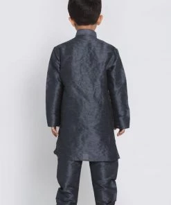 JBN Creation Boys' Grey Cotton Silk Blend Kurta And Pyjama Set 14 JBN Creation Boys' Grey Cotton Silk Blend Kurta And Pyjama Set