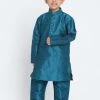 JBN Creation Boys' Blue Cotton Silk Blend Kurta And Pyjama Set