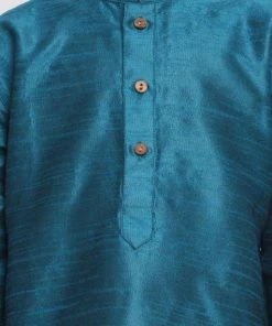 JBN Creation Boys' Blue Cotton Silk Blend Kurta And Pyjama Set 11 JBN Creation Boys' Blue Cotton Silk Blend Kurta And Pyjama Set