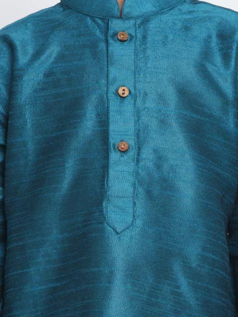JBN Creation Boys' Blue Cotton Silk Blend Kurta And Pyjama Set 5 JBN Creation Boys' Blue Cotton Silk Blend Kurta And Pyjama Set