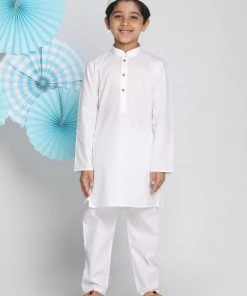 Vastramay Boys' White Kurta Pyjama Set