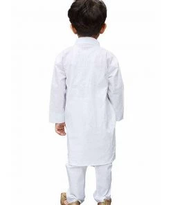 JBN Creation Boys' White Cotton Kurta, Pyjama & Dupatta Set