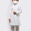 JBN Creation Boys' White Cotton Silk Kurta And Pyjama Set