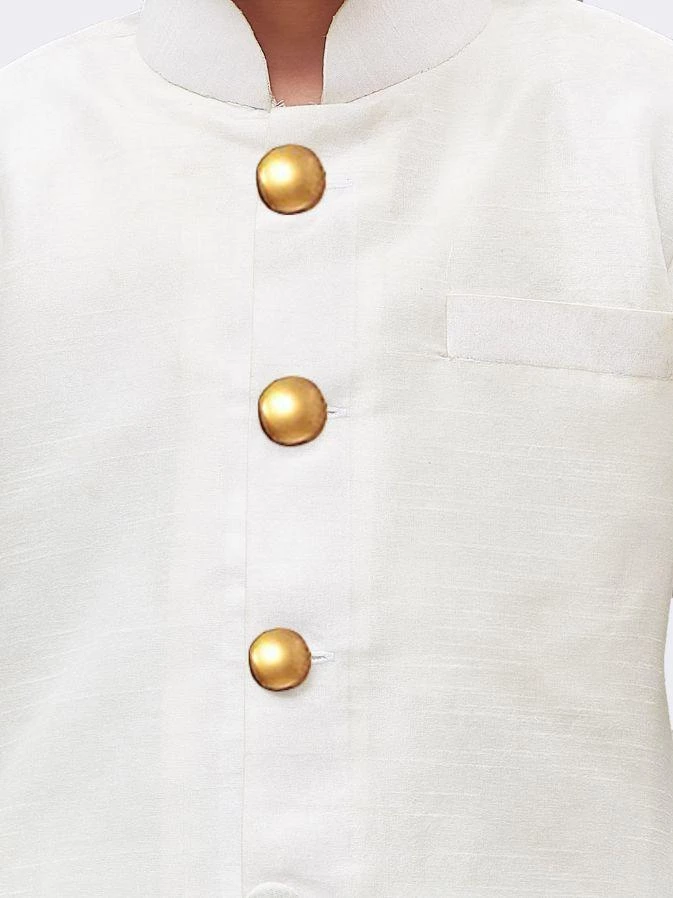 JBN Creation Boys' White Silk Blend Sherwani 5 JBN Creation Boys' White Silk Blend Sherwani