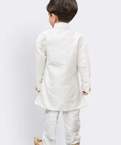 JBN Creation Boys' White Silk Blend Sherwani 11 JBN Creation Boys' White Silk Blend Sherwani