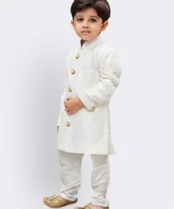 JBN Creation Boys' White Silk Blend Sherwani 12 JBN Creation Boys' White Silk Blend Sherwani