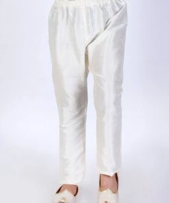 VASTRAMAY Boys Cream-Coloured Solid Relax-Fit Pyjamas