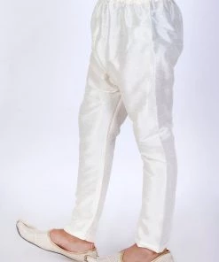 VASTRAMAY Boys Cream-Coloured Solid Relax-Fit Pyjamas