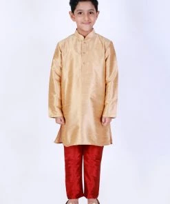 Boys VASTRAMAY Boy's Maroon Solid Ethnic Pyjamas