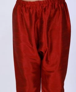 Boys VASTRAMAY Boy's Maroon Solid Ethnic Pyjamas